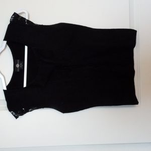 It's Our Time Large lace up sweater with lace cap sleeves, lace/rib panels. NWOT